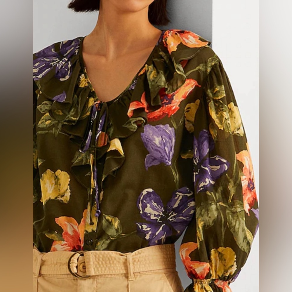 Ralph Lauren Floral Cotton Voile Blouse